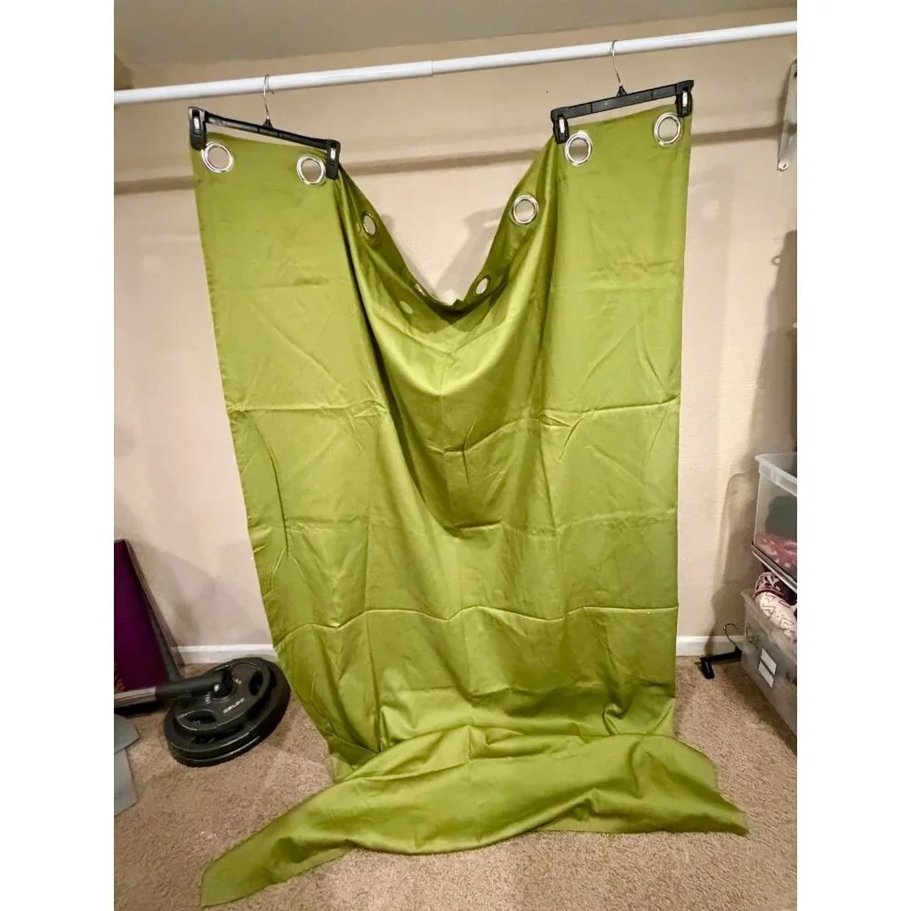 NWOT IKEA‎ MARIAM Curtains 2 Panels Olive Green Grommet Top 100% Cotton Decor